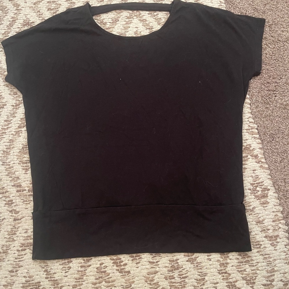 Black open back activewear top